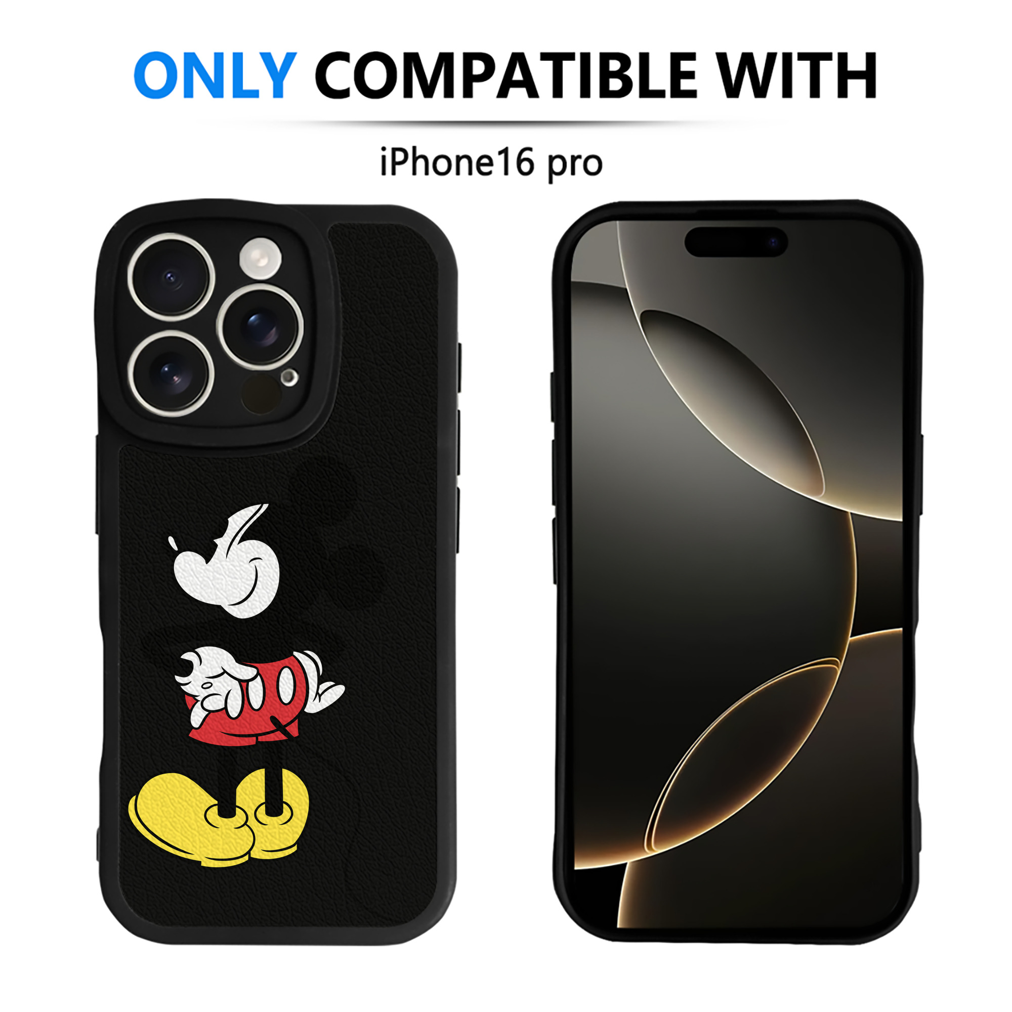 （画像用） ミッキーマウス Mickey Mouse 【iPhone 16シリーズ対応】シリコンスマホケース（レザー調） 材質：シリコン